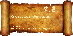 Kruzslicz Bertalan névjegykártya